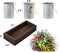 Spring Tabletop Decor – Gypsophila Baby’s Breath Artificial Flowers in Rustic Metal Pots with Wood Tray, Faux Flower Table Centerpiece for Home & Office
